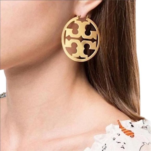 Tory Burch | Jewelry | Tory Burch Miller Hoop Earrings In Matte 8k  Goldplated Nwt Authentic | Poshmark